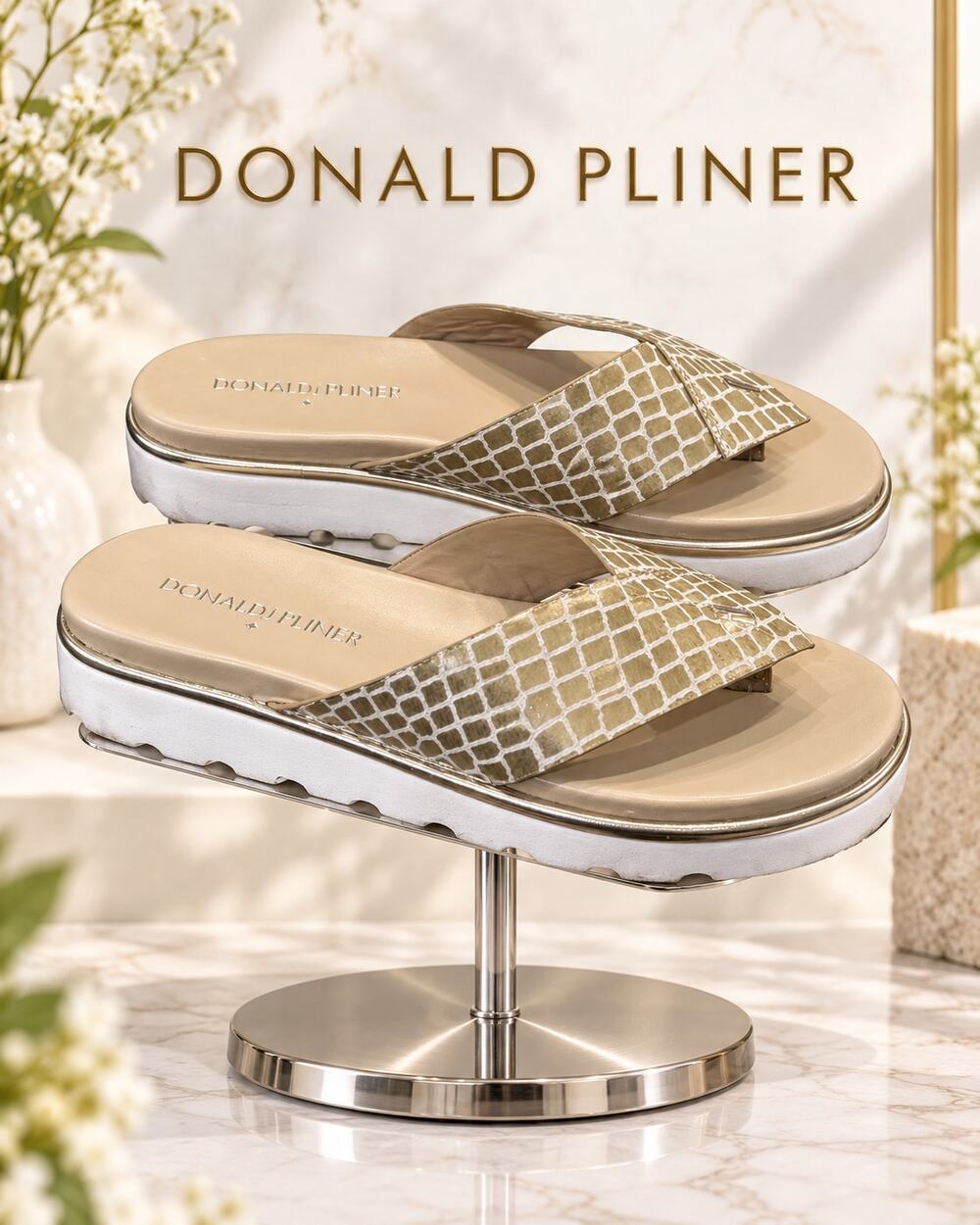 Donald Pliner Leea-57 Taupe Leather Platform Slide Sandals Women’s 6M